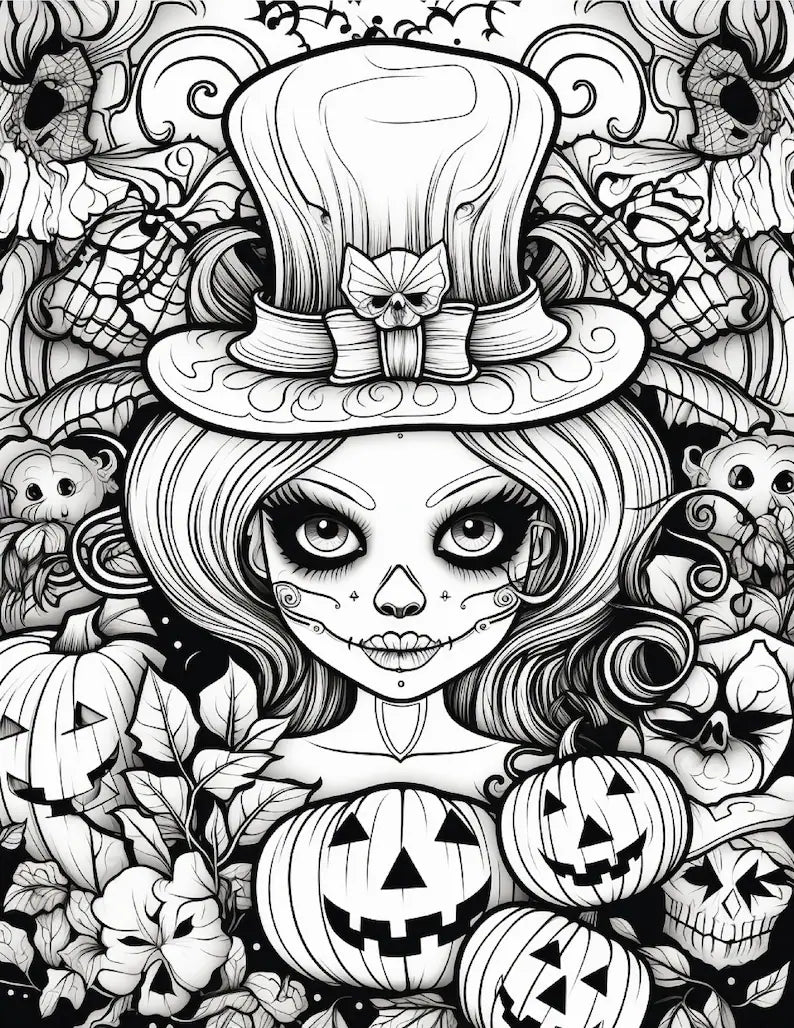 🎃 100 Halloween Coloring Pages (Printable PDF)
