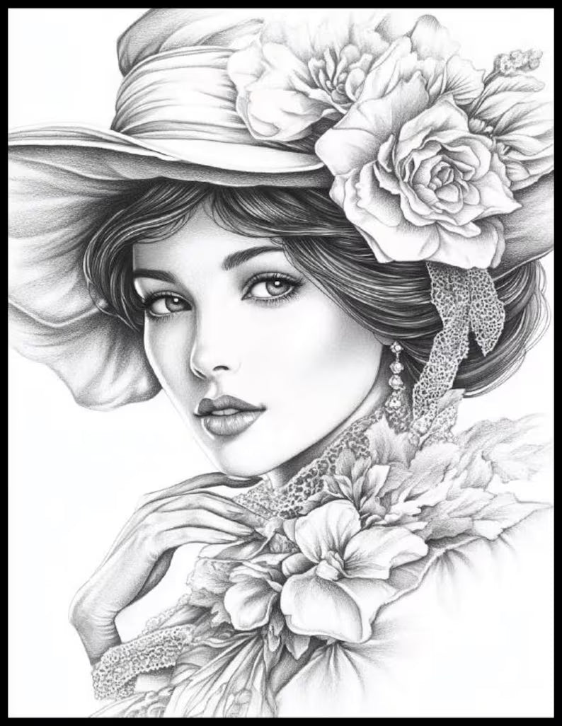💐 200 Victorian Beauties Coloring Pages (Printable PDF)