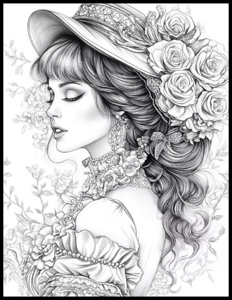 💐 200 Victorian Beauties Coloring Pages (Printable PDF)