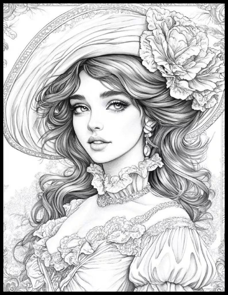 💐 200 Victorian Beauties Coloring Pages (Printable PDF)