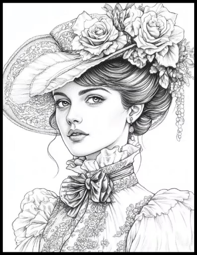 💐 200 Victorian Beauties Coloring Pages (Printable PDF)